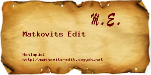 Matkovits Edit névjegykártya