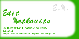 edit matkovits business card